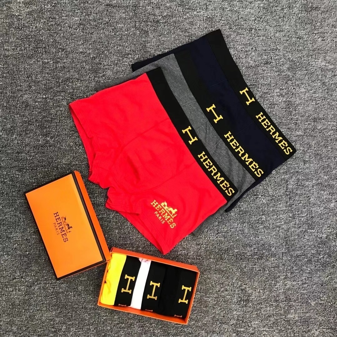 【Hermes 正規取扱店】ファッションデザイン、高級感、純綿生地、着心地、3パック、より便利