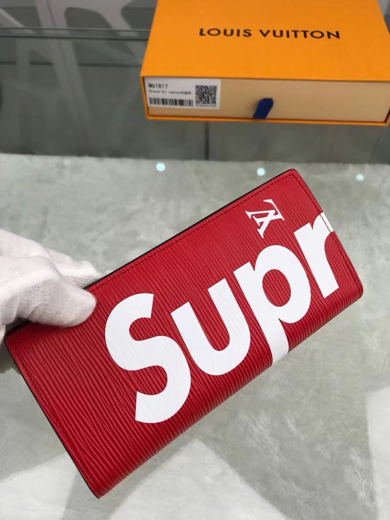 元のパッケージ 「正規品保証、公式と同じデザイン」シュプリーム財布コピー 新品 Louis Vuitton×Supreme ジッピーウォレット男女兼用 赤