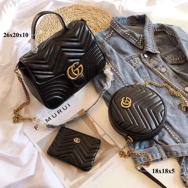 GG MARMONT GG手提げ+MARMON円形MINIショルダーバッグSHOULDER BAG+MARMON牛革財布