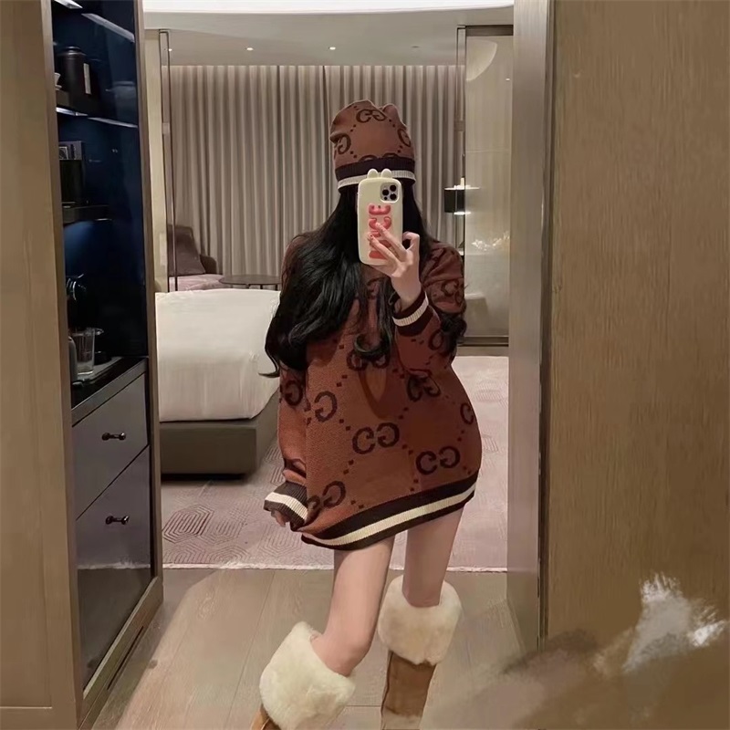 【海外ブランド直営店】【2着目6500】女性用ニットプルオーバークルーネックセーター