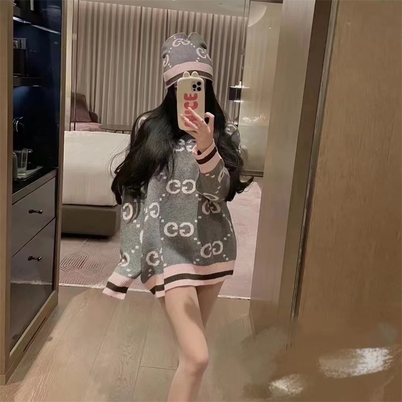 【海外ブランド直営店】【2着目6500】女性用ニットプルオーバークルーネックセーター