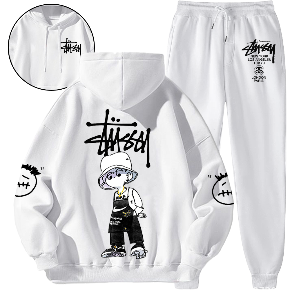 *HOT*【期間限定値下げセール！！！】【Stüssy & G-Dragon】共同ブランドのトレンディなフード付きスウェットシャツセット「正規品保証、公式と同じデザイン」流行のファッション、アメリカンハイストリートスタイル