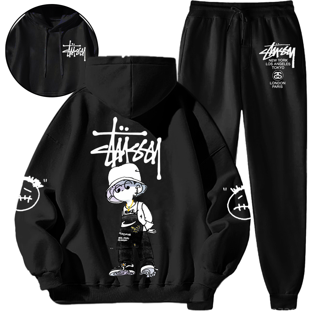 *HOT*【期間限定値下げセール！！！】【Stüssy & G-Dragon】共同ブランドのトレンディなフード付きスウェットシャツセット「正規品保証、公式と同じデザイン」流行のファッション、アメリカンハイストリートスタイル