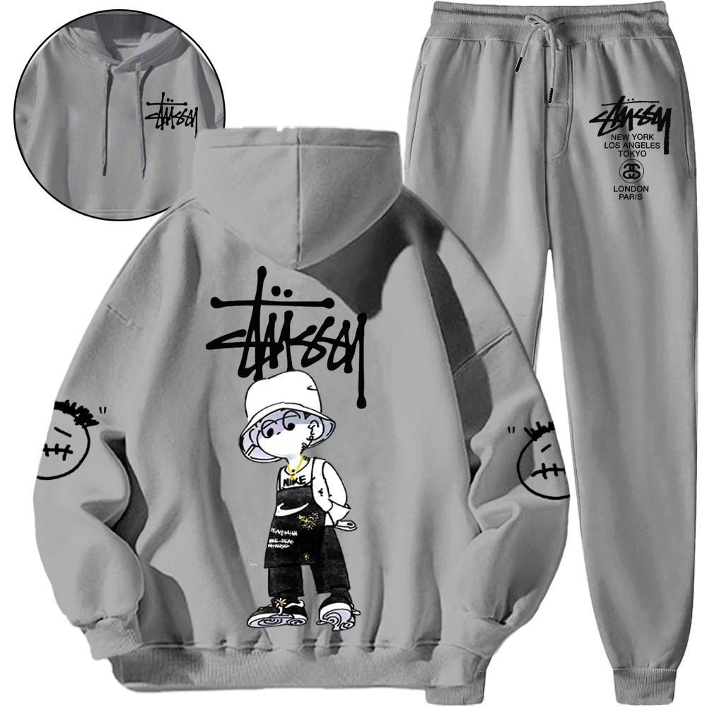 *HOT*【期間限定値下げセール！！！】【Stüssy & G-Dragon】共同ブランドのトレンディなフード付きスウェットシャツセット「正規品保証、公式と同じデザイン」流行のファッション、アメリカンハイストリートスタイル