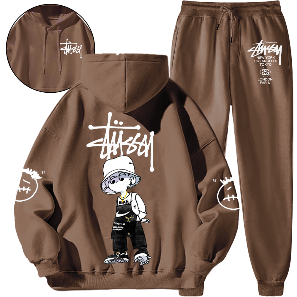 *HOT*【期間限定値下げセール！！！】【Stüssy & G-Dragon】共同ブランドのトレンディなフード付きスウェットシャツセット「正規品保証、公式と同じデザイン」流行のファッション、アメリカンハイストリートスタイル