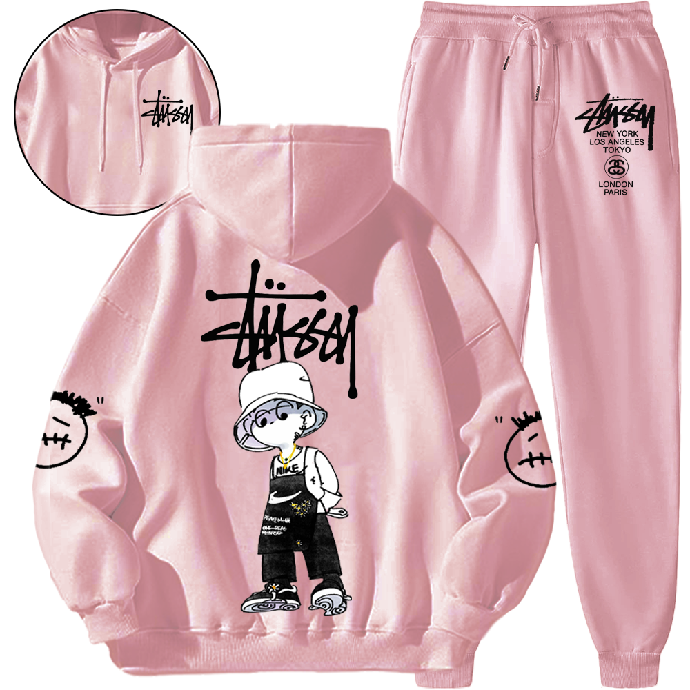*HOT*【期間限定値下げセール！！！】【Stüssy & G-Dragon】共同ブランドのトレンディなフード付きスウェットシャツセット「正規品保証、公式と同じデザイン」流行のファッション、アメリカンハイストリートスタイル