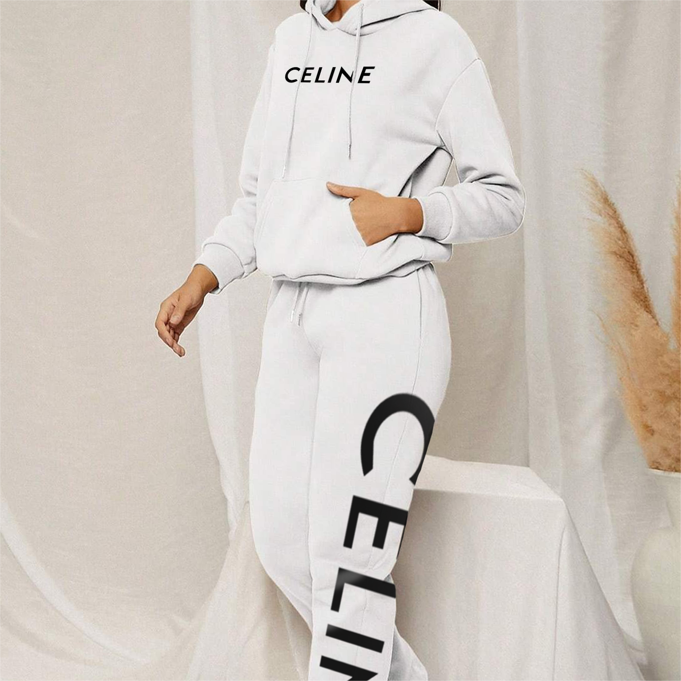 *HOT*【期間限定割引で今すぐ手に入れましょう】【 CELINE 海外ブランド直営店】CELINE レター柄スウェットシャツセット「正規品保証、公式と同じデザイン」ファッションセンスの高さ、快適で柔らかい