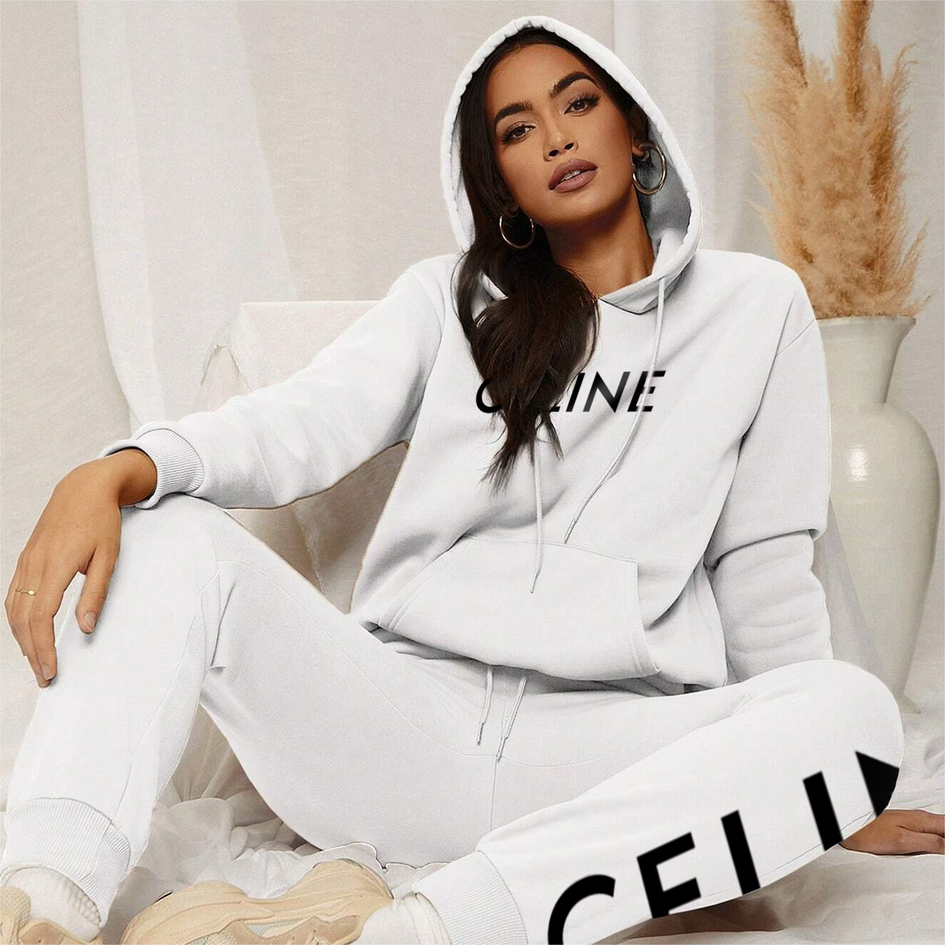 *HOT*【期間限定割引で今すぐ手に入れましょう】【 CELINE 海外ブランド直営店】CELINE レター柄スウェットシャツセット「正規品保証、公式と同じデザイン」ファッションセンスの高さ、快適で柔らかい