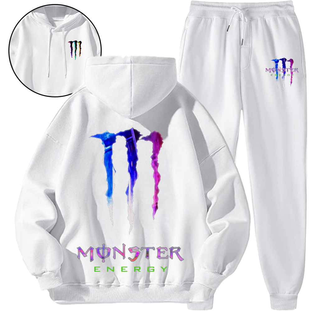 【人気商品を期間限定割引価格でご提供】*HOT*【海外ブランド直営店】Monster Energyフード付きスウェットシャツセット「正規品保証、公式と同じデザイン」ハイストリートスタイル、コントラストカラー、快適で通気性のある
