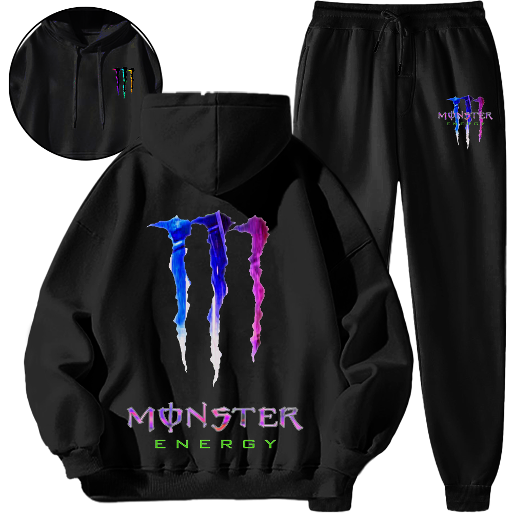 【人気商品を期間限定割引価格でご提供】*HOT*【海外ブランド直営店】Monster Energyフード付きスウェットシャツセット「正規品保証、公式と同じデザイン」ハイストリートスタイル、コントラストカラー、快適で通気性のある