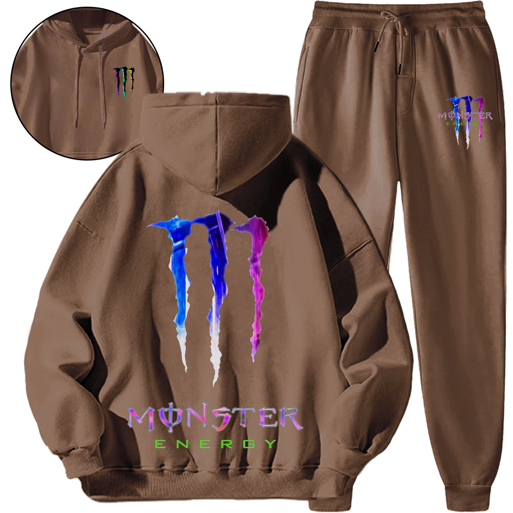 【人気商品を期間限定割引価格でご提供】*HOT*【海外ブランド直営店】Monster Energyフード付きスウェットシャツセット「正規品保証、公式と同じデザイン」ハイストリートスタイル、コントラストカラー、快適で通気性のある