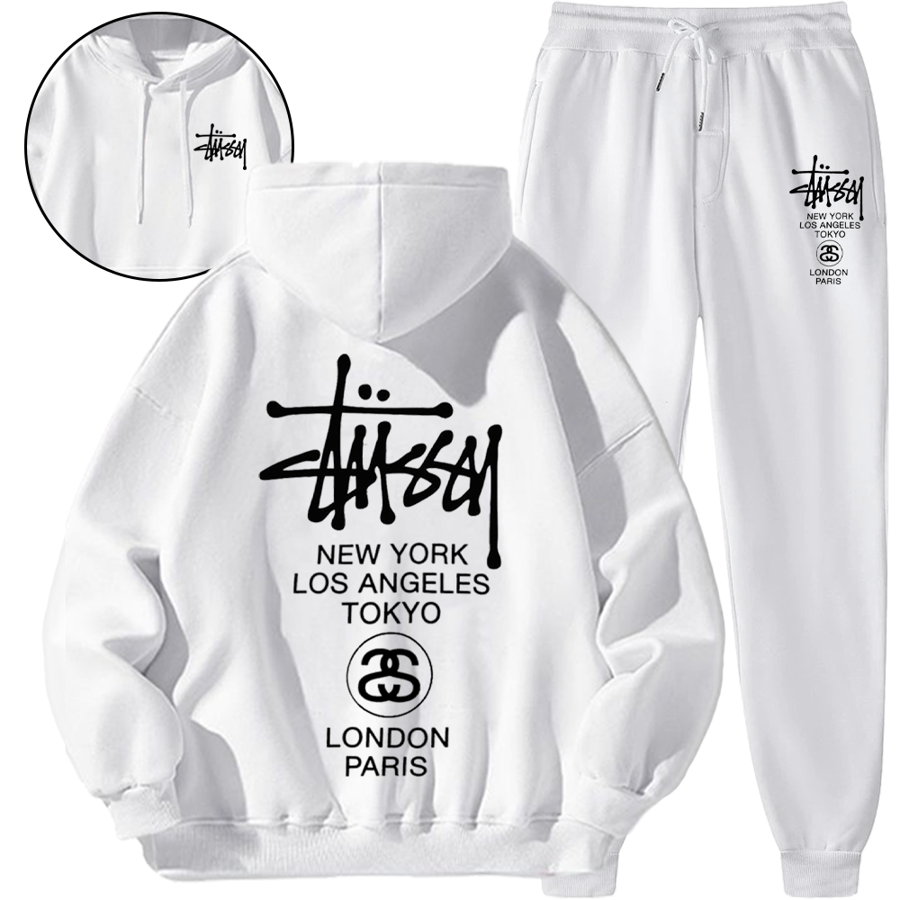 【 Stüssy 海外ブランド直営店】*HOT*【5010円プラスして２着を購入【 Stüssy 】クラシックなスタイルフード付きスウェットシャツセット「正規品保証、公式と同じデザイン」シンプルなスタイル、通気性と快適さ