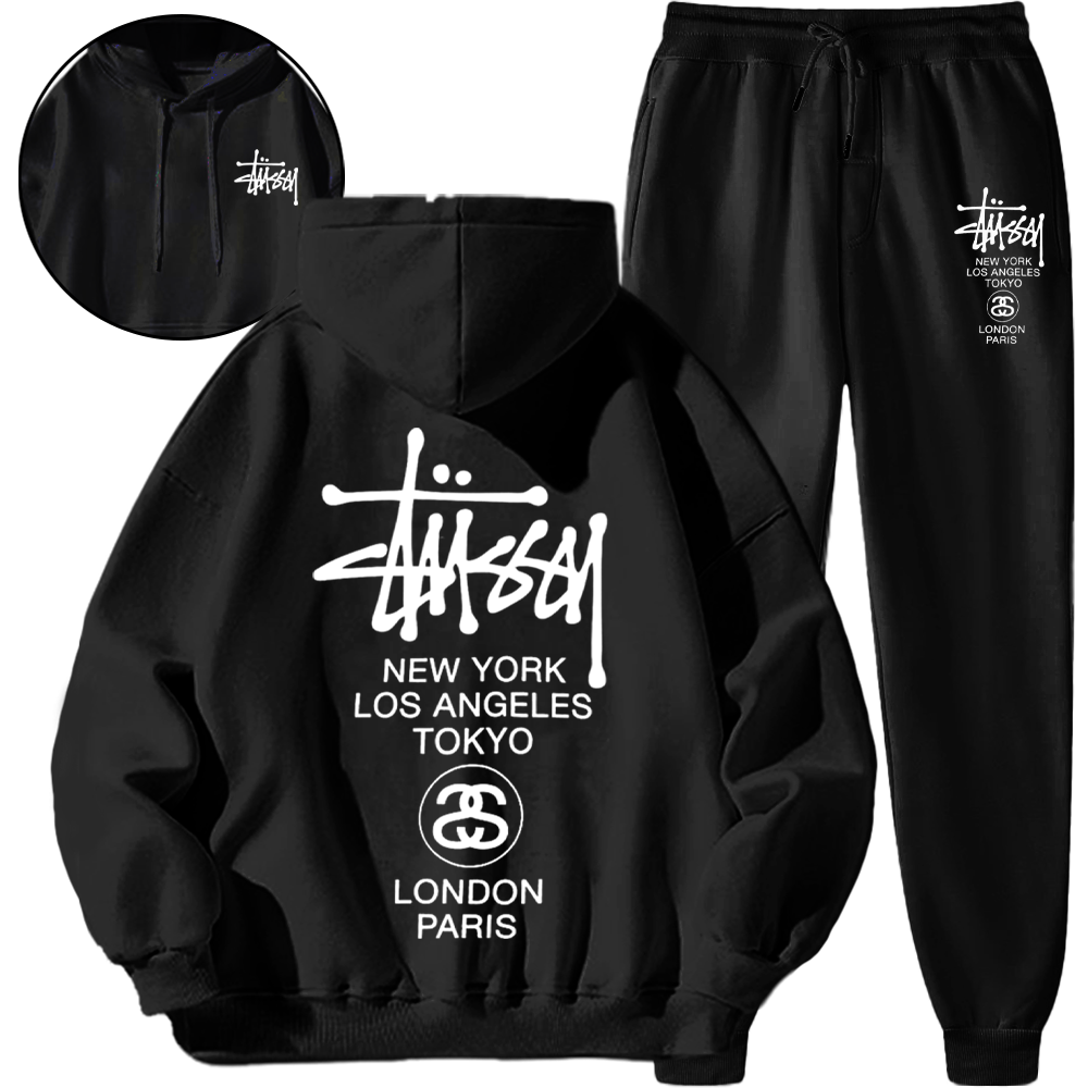 【 Stüssy 海外ブランド直営店】*HOT*【5010円プラスして２着を購入【 Stüssy 】クラシックなスタイルフード付きスウェットシャツセット「正規品保証、公式と同じデザイン」シンプルなスタイル、通気性と快適さ