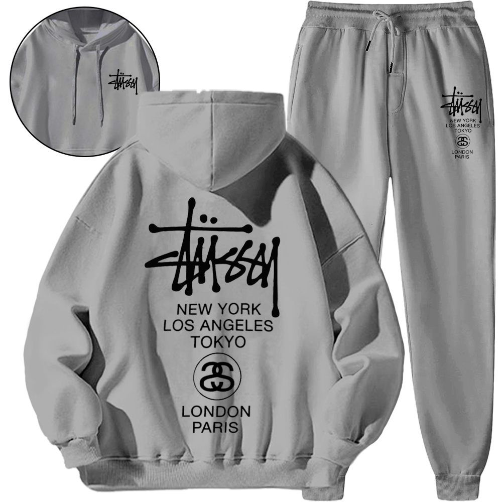 【 Stüssy 海外ブランド直営店】*HOT*【5010円プラスして２着を購入【 Stüssy 】クラシックなスタイルフード付きスウェットシャツセット「正規品保証、公式と同じデザイン」シンプルなスタイル、通気性と快適さ