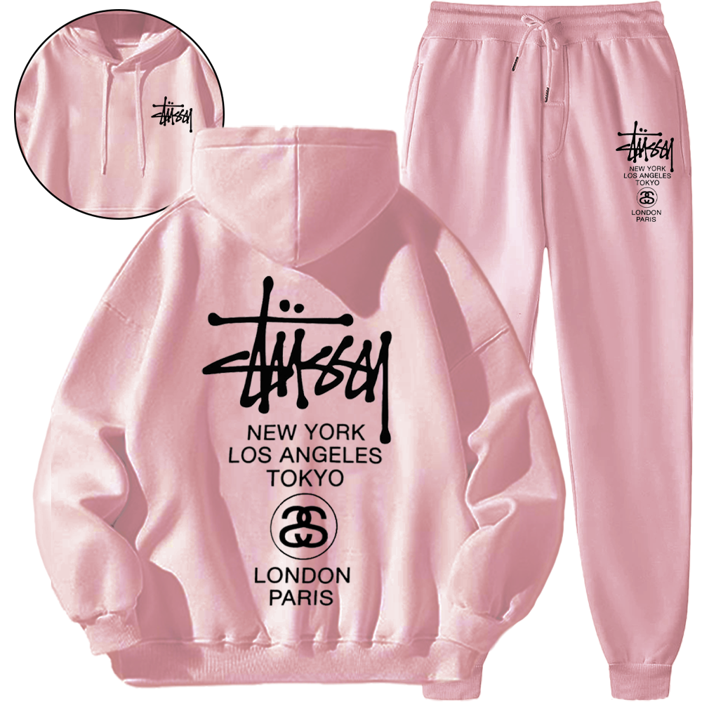 【 Stüssy 海外ブランド直営店】*HOT*【5010円プラスして２着を購入【 Stüssy 】クラシックなスタイルフード付きスウェットシャツセット「正規品保証、公式と同じデザイン」シンプルなスタイル、通気性と快適さ