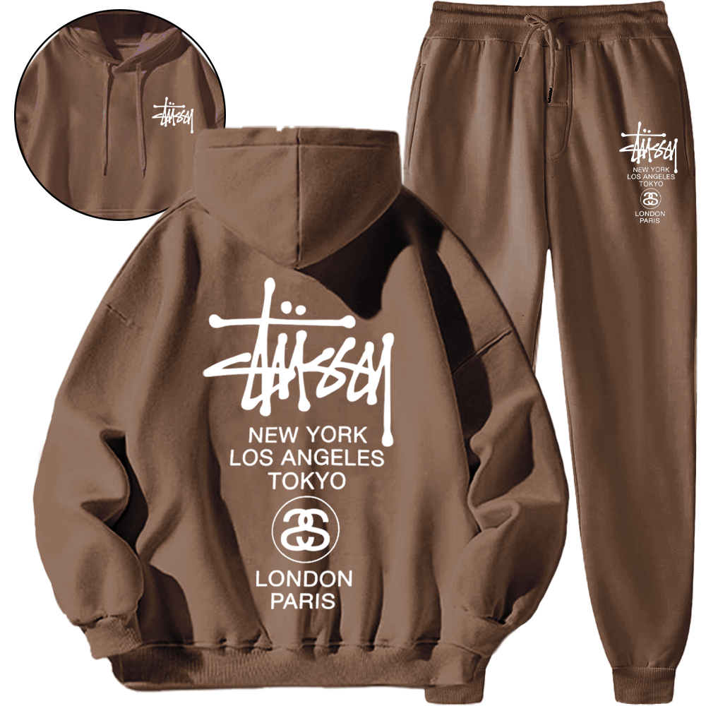 【 Stüssy 海外ブランド直営店】*HOT*【5010円プラスして２着を購入【 Stüssy 】クラシックなスタイルフード付きスウェットシャツセット「正規品保証、公式と同じデザイン」シンプルなスタイル、通気性と快適さ