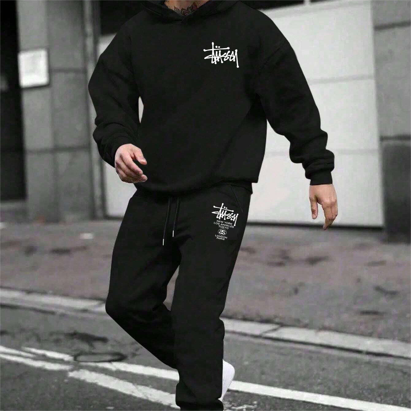 【 Stüssy 海外ブランド直営店】*HOT*【5010円プラスして２着を購入【 Stüssy 】クラシックなスタイルフード付きスウェットシャツセット「正規品保証、公式と同じデザイン」シンプルなスタイル、通気性と快適さ