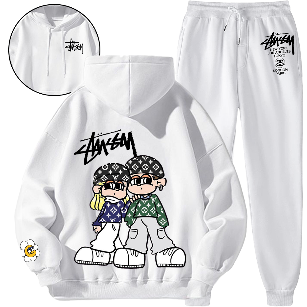 *HOT*【期間限定の割引と限定セール】【5010円プラスして２着を購入【 Stüssy 】Stüssy フード付きスウェットシャツセット「正規品保証、公式と同じデザイン」トレンディな個性、快適で通気性に優れたスポーティなウェア