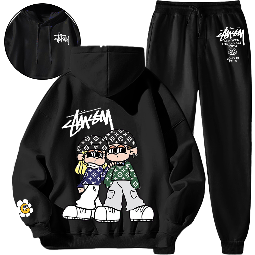 *HOT*【期間限定の割引と限定セール】【5010円プラスして２着を購入【 Stüssy 】Stüssy フード付きスウェットシャツセット「正規品保証、公式と同じデザイン」トレンディな個性、快適で通気性に優れたスポーティなウェア