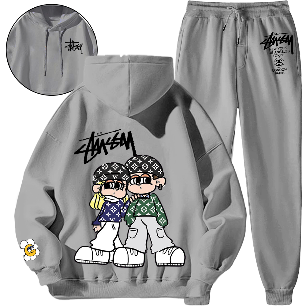 *HOT*【期間限定の割引と限定セール】【5010円プラスして２着を購入【 Stüssy 】Stüssy フード付きスウェットシャツセット「正規品保証、公式と同じデザイン」トレンディな個性、快適で通気性に優れたスポーティなウェア