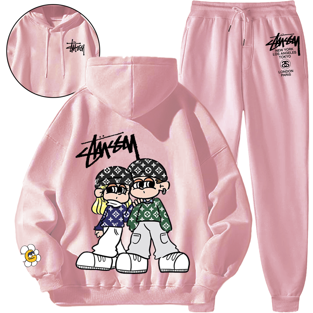 *HOT*【期間限定の割引と限定セール】【5010円プラスして２着を購入【 Stüssy 】Stüssy フード付きスウェットシャツセット「正規品保証、公式と同じデザイン」トレンディな個性、快適で通気性に優れたスポーティなウェア