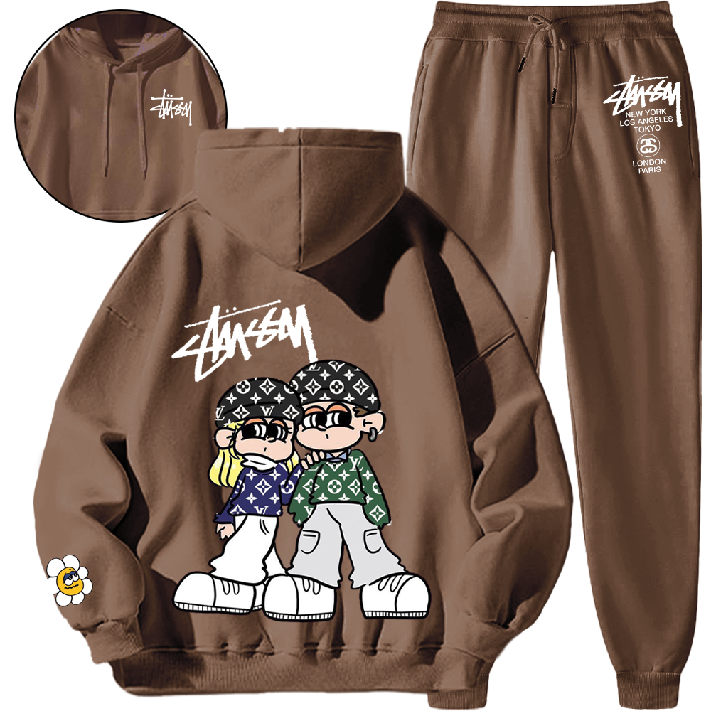 *HOT*【期間限定の割引と限定セール】【5010円プラスして２着を購入【 Stüssy 】Stüssy フード付きスウェットシャツセット「正規品保証、公式と同じデザイン」トレンディな個性、快適で通気性に優れたスポーティなウェア