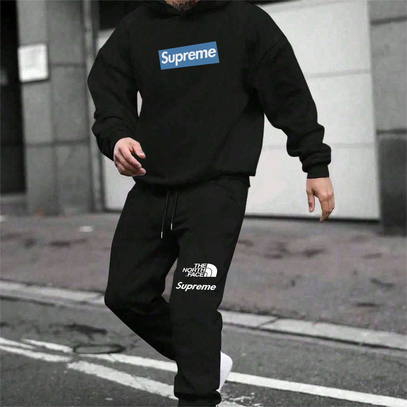 【SUPREME × THE NORTH FACE 】ジョイントモデルフード付きスウェットシャツスポーツスーツ【5010円プラスして２着を購入】「本物であることが保証されています」スポーツスタイル、通気性と快適さ