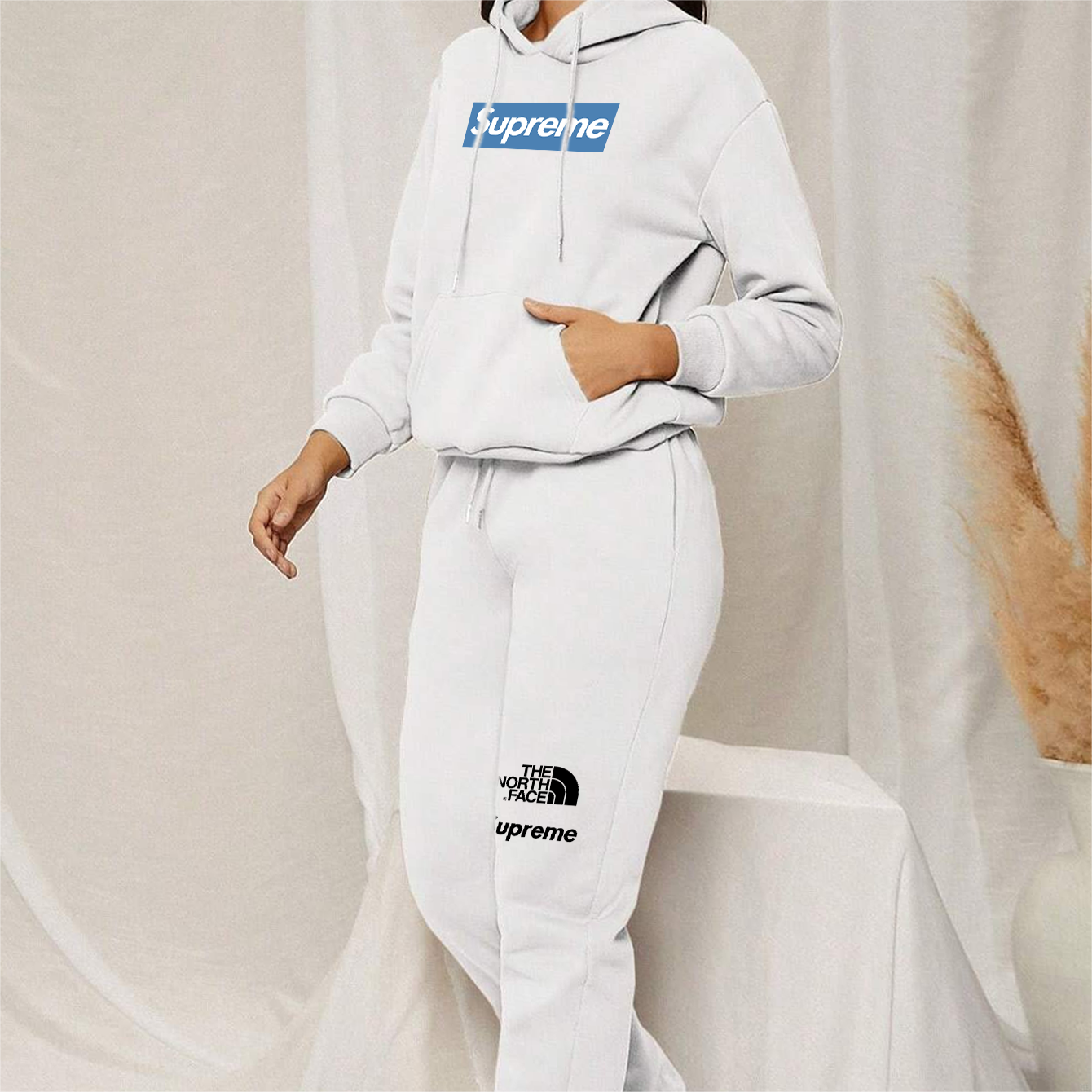 【SUPREME × THE NORTH FACE 】ジョイントモデルフード付きスウェットシャツスポーツスーツ【5010円プラスして２着を購入】「本物であることが保証されています」スポーツスタイル、通気性と快適さ