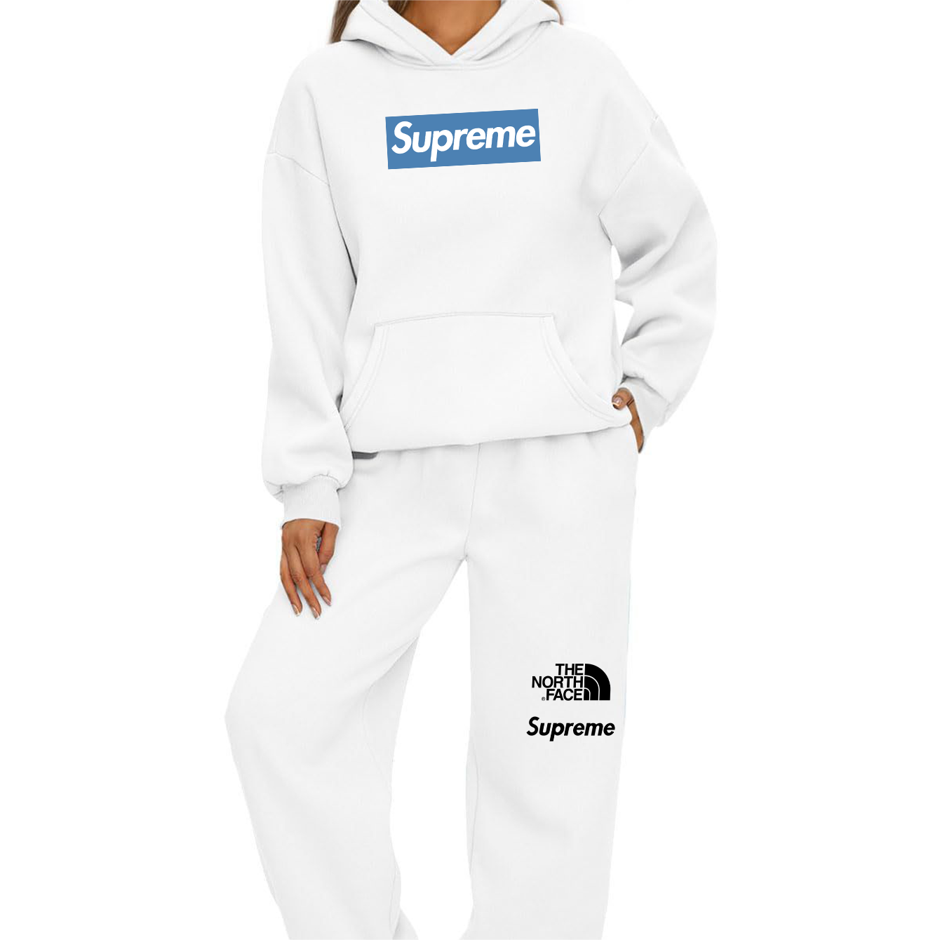 【SUPREME × THE NORTH FACE 】ジョイントモデルフード付きスウェットシャツスポーツスーツ【5010円プラスして２着を購入】「本物であることが保証されています」スポーツスタイル、通気性と快適さ